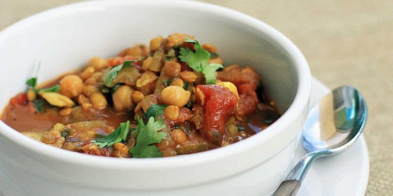 Moroccan Spiced Lentil, Chickpea and Fava Bean Soup