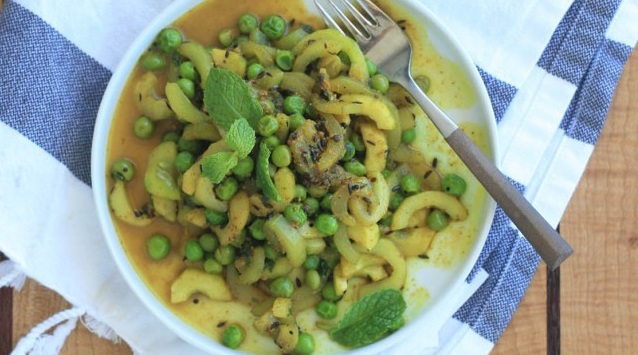 Indian Spiced Cucumber, Peas and Mint