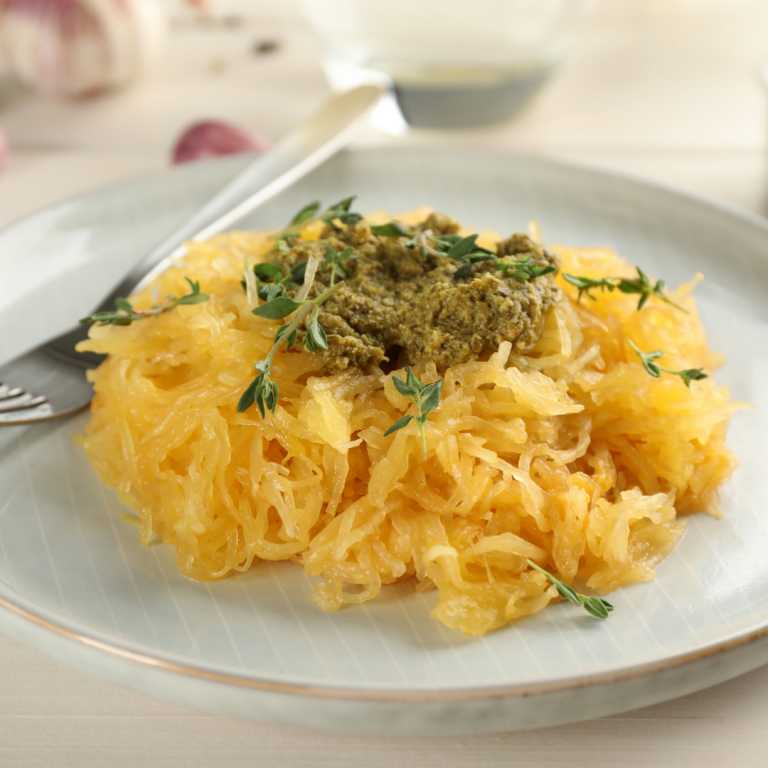 Spaghetti Squash with Avocado Walnut Pesto