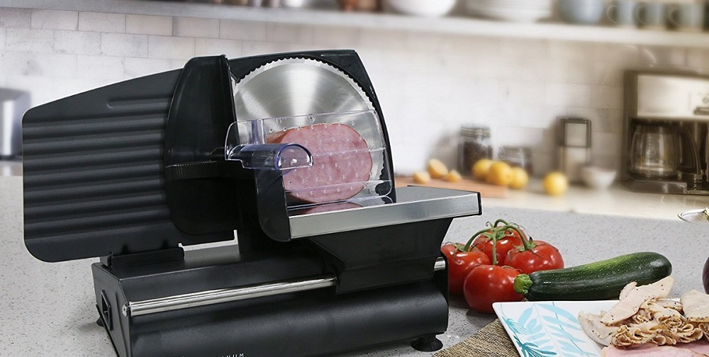 OSTBA Meat Slicer Electric Deli Food Slicer with Child Lock Protection,  Removable 7.5'' Stainless Steel Blade and Food Carriage