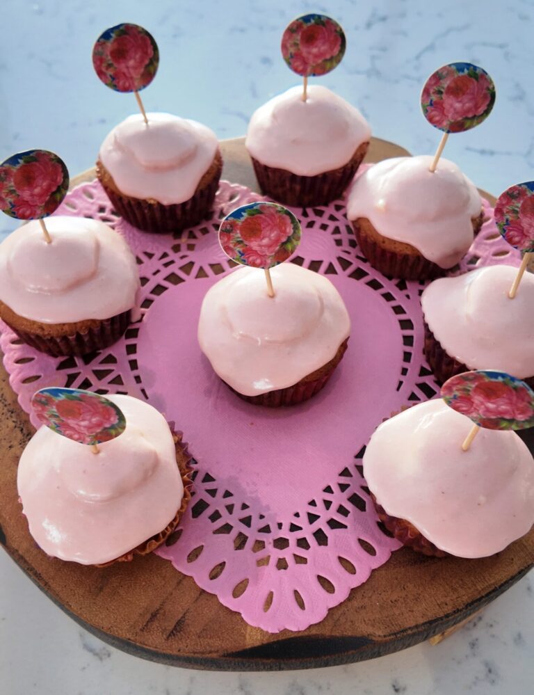 Sweetheart Rhubarb Romance Cupcakes